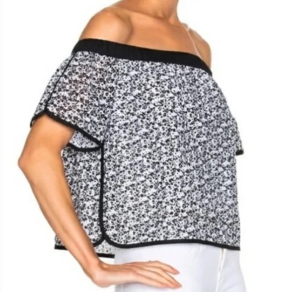 Rag & Bone off the shoulders Flavia Top in Black Floral - Picture 8 of 13